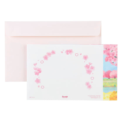 Sanrio Message Card Spring Cherry Blossom Rape Blossom Train Greeting Card- Japan Figure Store - #1 Bring To You The Best Japanese Goods