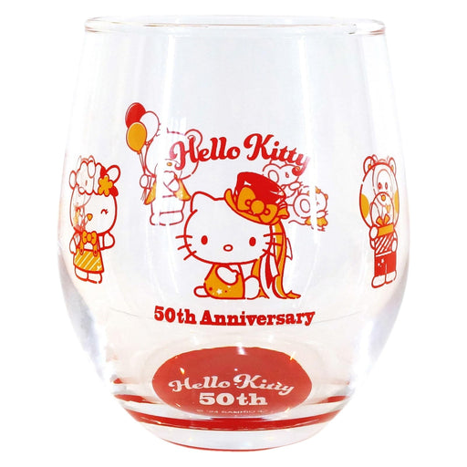 Kanesho Pottery Sanrio Hello Kitty 50th Anniversary Glass Tumbler 8x9cm Red
