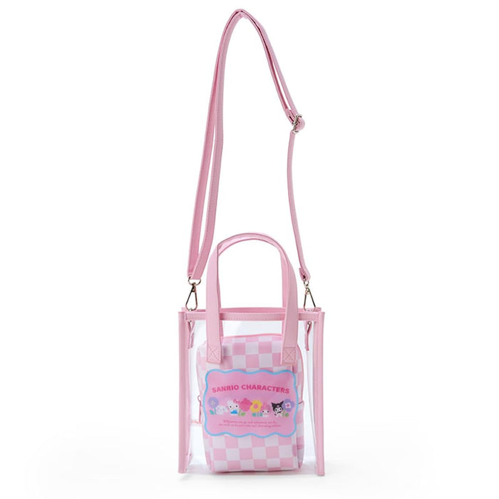 Sanrio Characters Clear Tote Bag With Shoulder Strap Pastel Checker 20x18x7 Cm- Japan Figure Store - #1 Bring To You The Best Japanese Goods
