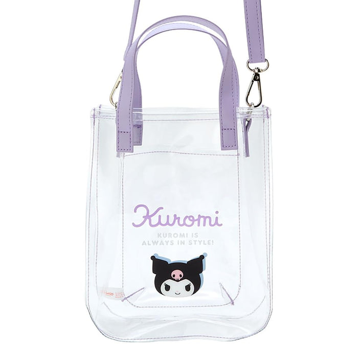 Sanrio Clear Tote Bag with Shoulder Strap 21x17x7.5 cm Kuromi Design- Japan Figure Store - #1 Bring To You The Best Japanese Goods