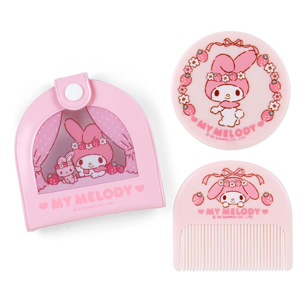 Sanrio My Melody Mirror with Vinyl Case Comb 8.5x1.2x8.2cm Fashion Accessory- Japan Figure Store - #1 Bring To You The Best Japanese Goods