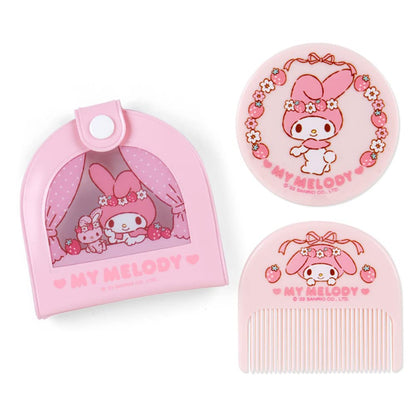 Sanrio My Melody Mirror with Vinyl Case Comb 8.5x1.2x8.2cm Fashion Accessory- Japan Figure Store - #1 Bring To You The Best Japanese Goods