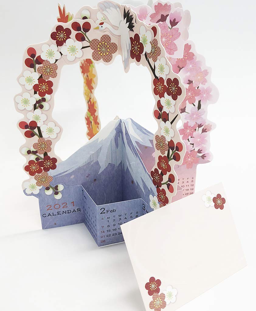 Sanrio Wafuu Card Flower Frame 4-Sided Mt Fuji 2024 Calendar- Japan Figure Store - #1 Bring To You The Best Japanese Goods