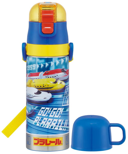 Skater Stainless Steel Water Bottle 430ml - 2-Way Kids Drinkware with Cup Boys' Plarail 22 Skdc4-A- Japan Figure Store - #1 Bring To You The Best Japanese Goods