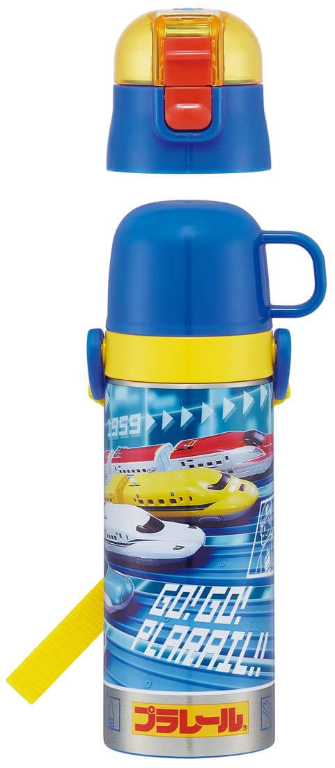 Skater Stainless Steel Water Bottle 430ml - 2-Way Kids Drinkware with Cup Boys' Plarail 22 Skdc4-A- Japan Figure Store - #1 Bring To You The Best Japanese Goods