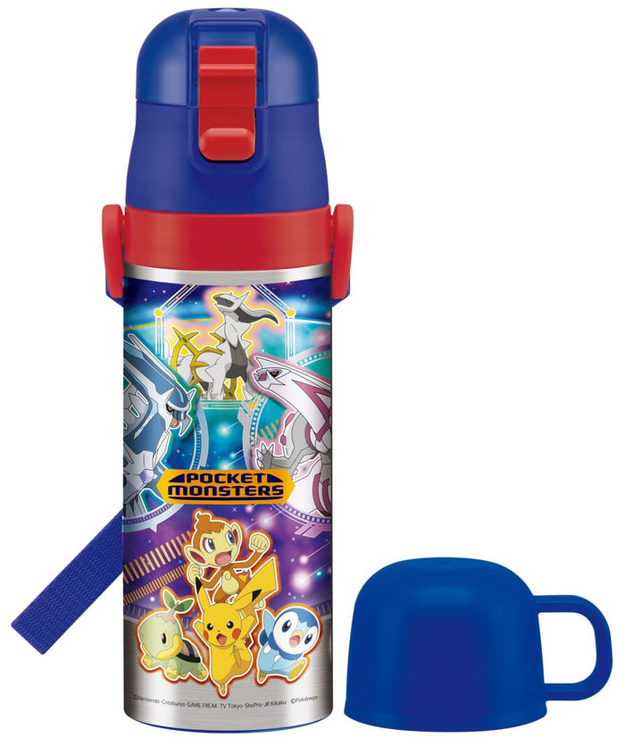 Skater Kids Pokemon 22 Boys 2-Way Stainless Steel Water Bottle with Cup 430ML- Japan Figure Store - #1 Bring To You The Best Japanese Goods