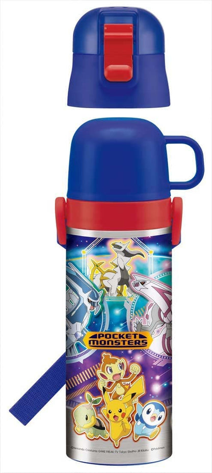 Skater Kids Pokemon 22 Boys 2-Way Stainless Steel Water Bottle with Cup 430ML- Japan Figure Store - #1 Bring To You The Best Japanese Goods