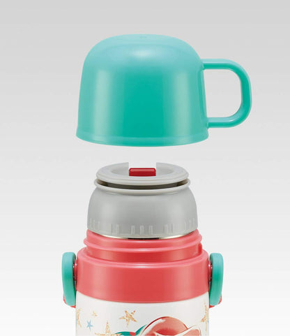 Skater Disney Ariel 21 Kids 430ml 2-Way Stainless Steel Water Bottle with Cup SKDC4-A- Japan Figure Store - #1 Bring To You The Best Japanese Goods