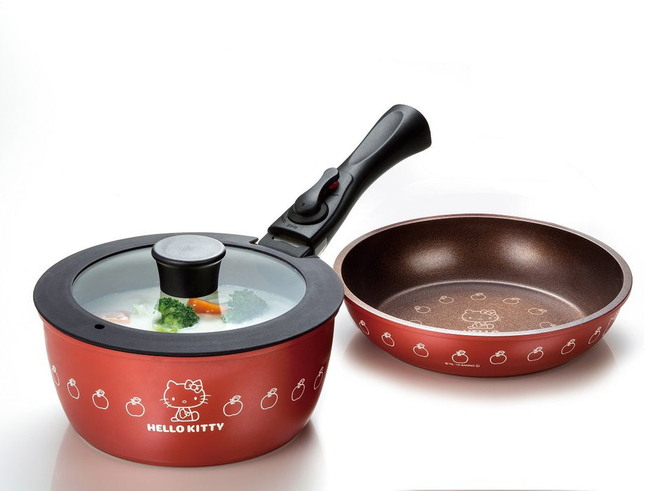 Skater 4-Piece Hello Kitty Kitchen Set with 20cm Pot Pan Glass Lid Removable Handles- Japan Figure Store - #1 Bring To You The Best Japanese Goods