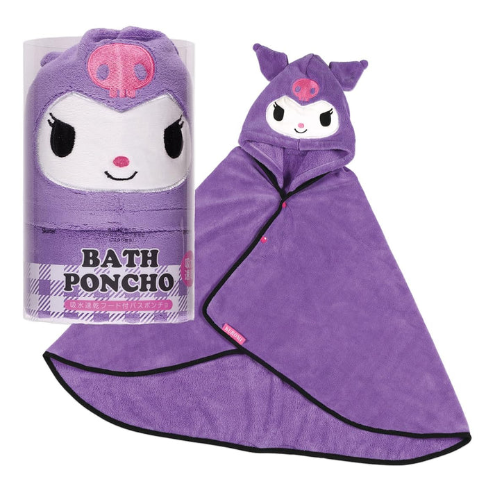Skater Quick-Drying Absorbent Hooded Bath Poncho Kuromi Sanrio 108cm x 92cm- Japan Figure Store - #1 Bring To You The Best Japanese Goods