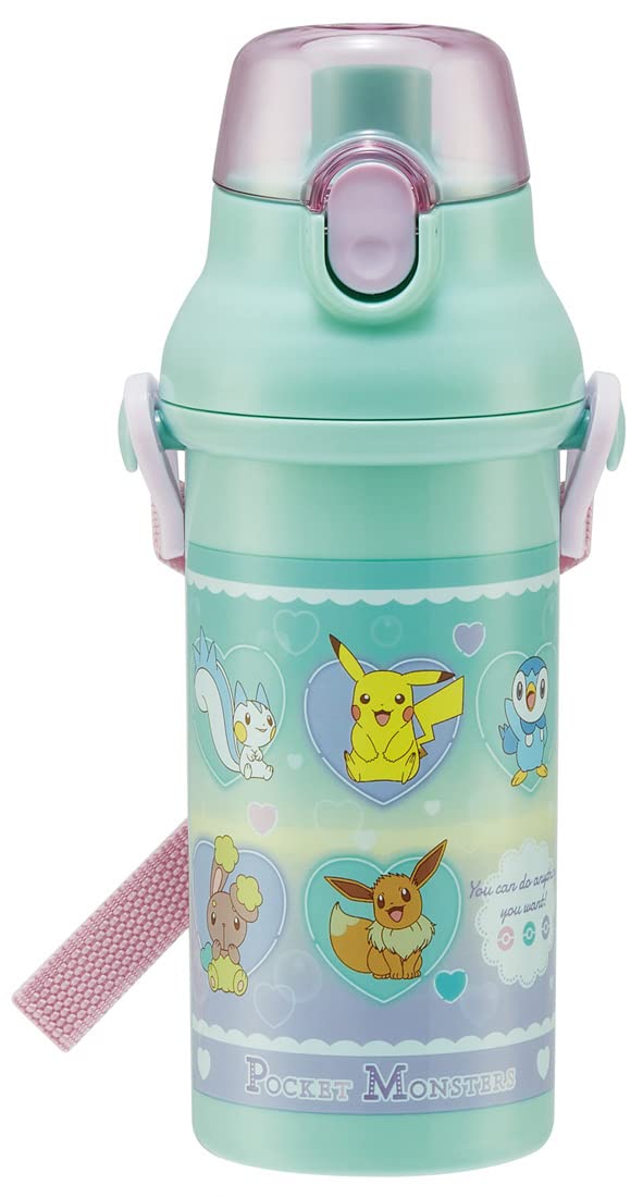 Skater Kids Ag+ Antibacterial 480ml Pokemon Heart Bubbles Water Bottle Girls Japan Made- Japan Figure Store - #1 Bring To You The Best Japanese Goods