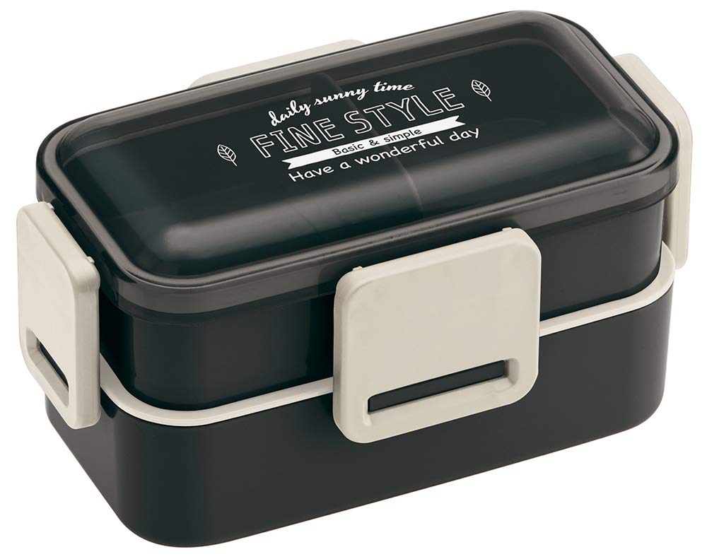 Skater Softly Served 2-Tier Lunch Box 600ml Fine Black Ag+ Antibacterial Made in Japan- Japan Figure Store - #1 Bring To You The Best Japanese Goods