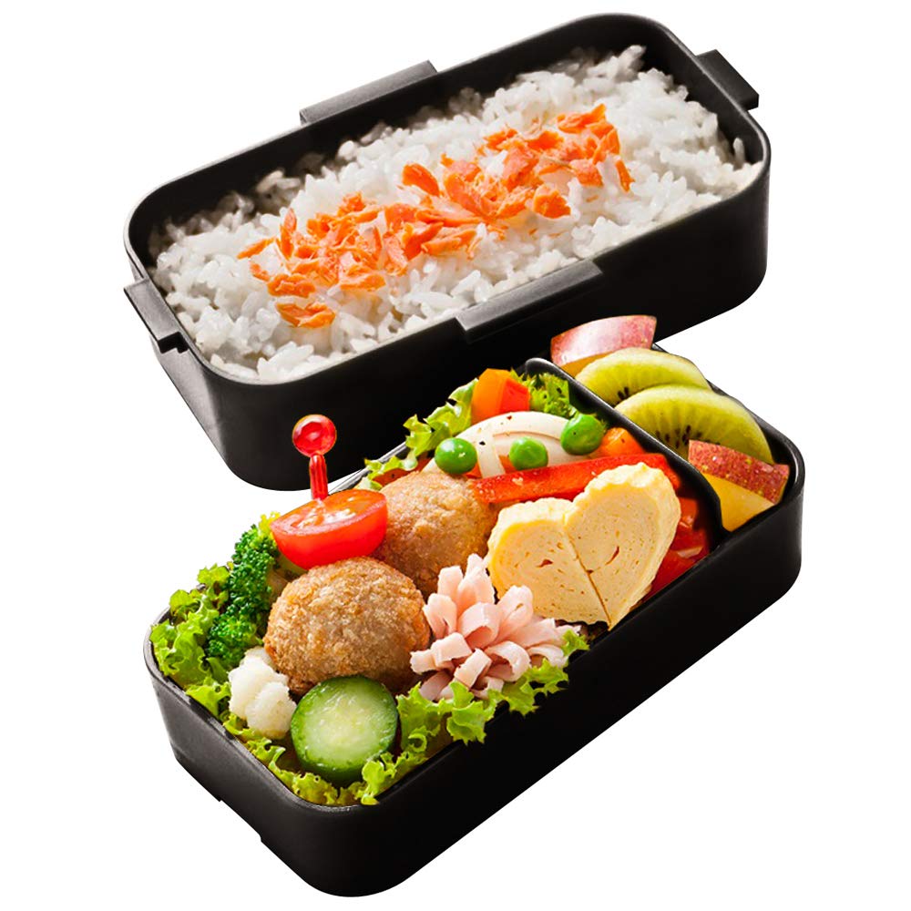 Skater Softly Served 2-Tier Lunch Box 600ml Fine Black Ag+ Antibacterial Made in Japan- Japan Figure Store - #1 Bring To You The Best Japanese Goods