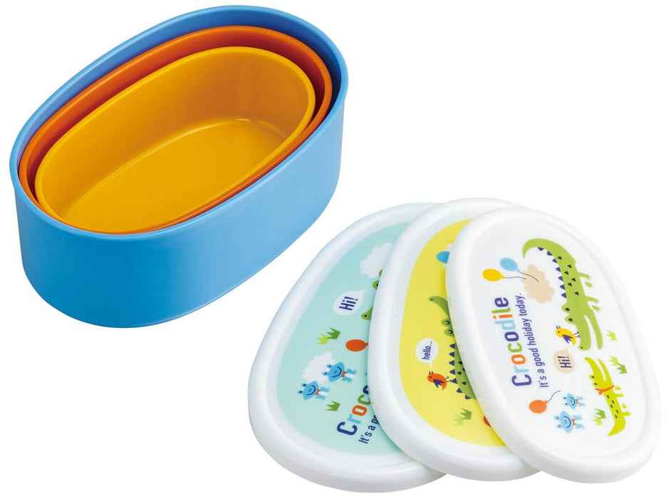 Skater Ag+ Antibacterial Storage Container Set of 3 Crocodile Design Made in Japan- Japan Figure Store - #1 Bring To You The Best Japanese Goods