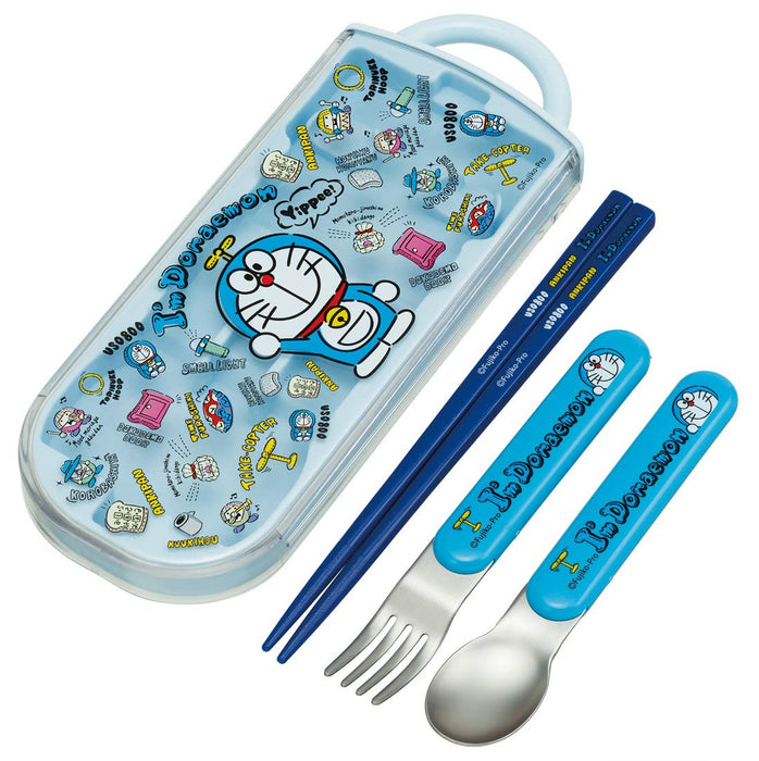 Skater Kids Antibacterial Trio Set - Chopsticks Spoon Fork with Doraemon Plush Toy Made in Japan- Japan Figure Store - #1 Bring To You The Best Japanese Goods