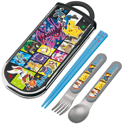 Skater Ag+ Antibacterial Kids Trio Set - Pokemon Pocket Monsters Chopsticks Spoon Fork - Made in Japan- Japan Figure Store - #1 Bring To You The Best Japanese Goods