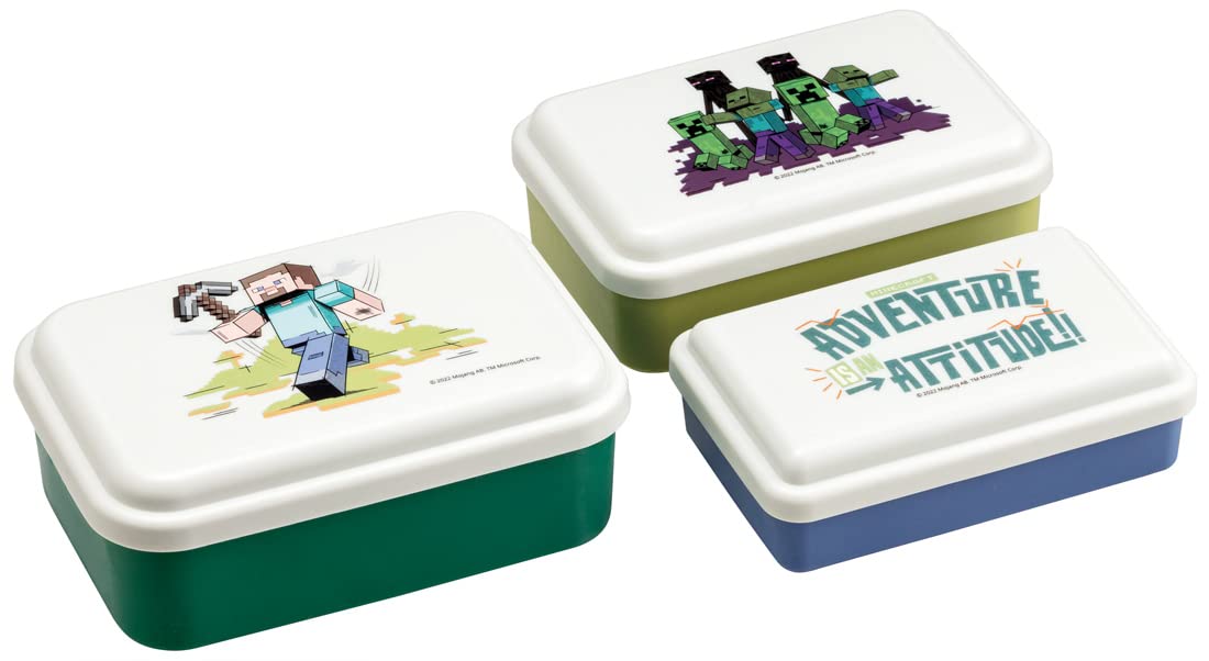 Skater Minecraft Explorer Set 3 Antibacterial Sealed Storage Containers Made in Japan- Japan Figure Store - #1 Bring To You The Best Japanese Goods