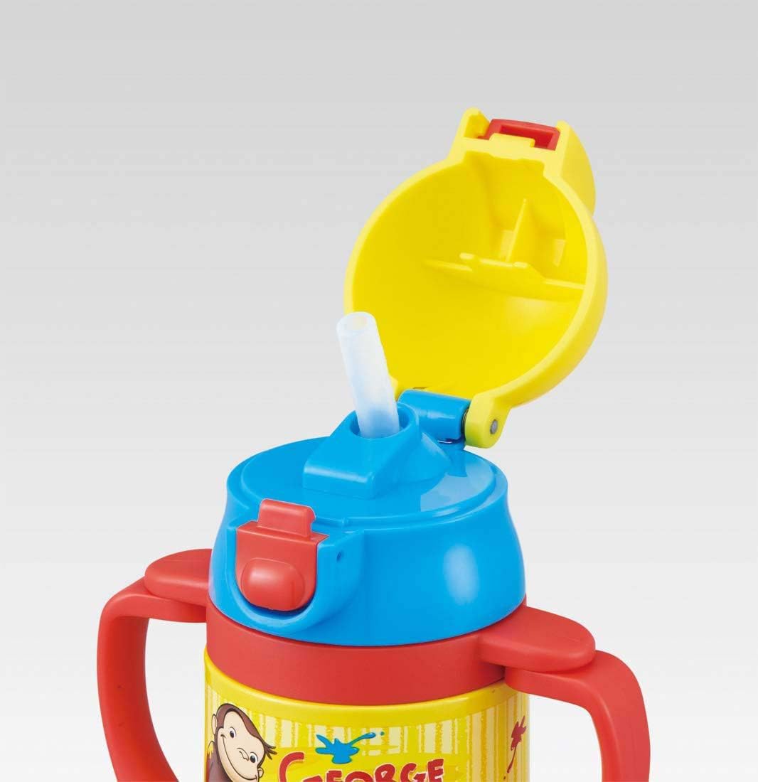 Skater 240ml Stainless Steel Baby Mug with Double-Handle Straw Curious George Design- Japan Figure Store - #1 Bring To You The Best Japanese Goods