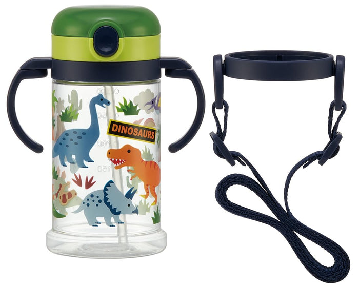 Skater Dinosaur Baby Straw Mug 370ml Foldable Handle Shoulder Strap Suitable for 1 Year and Up- Japan Figure Store - #1 Bring To You The Best Japanese Goods