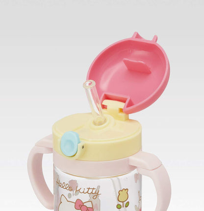 Skater 260Ml Baby Straw Mug with Foldable Two-Handle Sanrio Kitty 70s Suitable for Ages 1 and Up- Japan Figure Store - #1 Bring To You The Best Japanese Goods