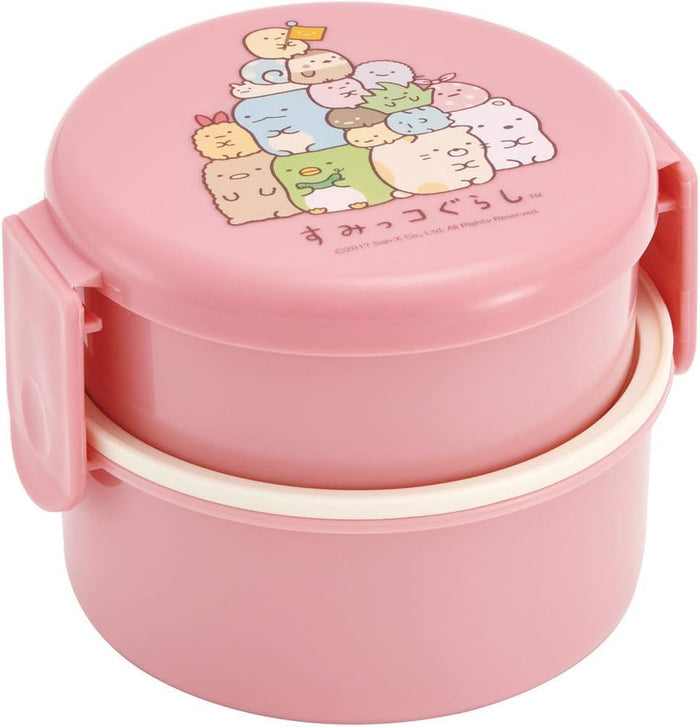 Skater Sumikko Gurashi Pink 2 Tier Round Bento Box 500ml Made in Japan- Japan Figure Store - #1 Bring To You The Best Japanese Goods