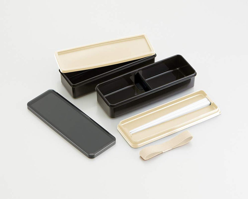 Skater Large 2-Tier Bento Box with Silicone Lid Black Retro French Design 900ml Made in Japan SSLW9B- Japan Figure Store - #1 Bring To You The Best Japanese Goods