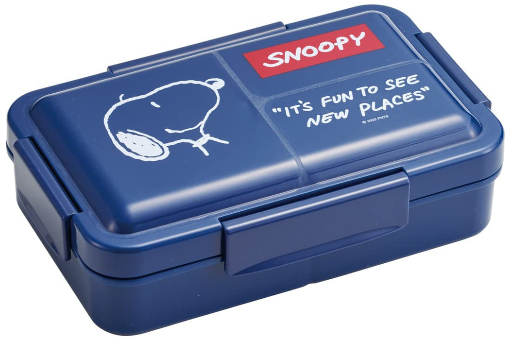 Skater Men's Navy Snoopy Bento Box 850ml 4-Point Lock with Antibacterial Gasket- Japan Figure Store - #1 Bring To You The Best Japanese Goods