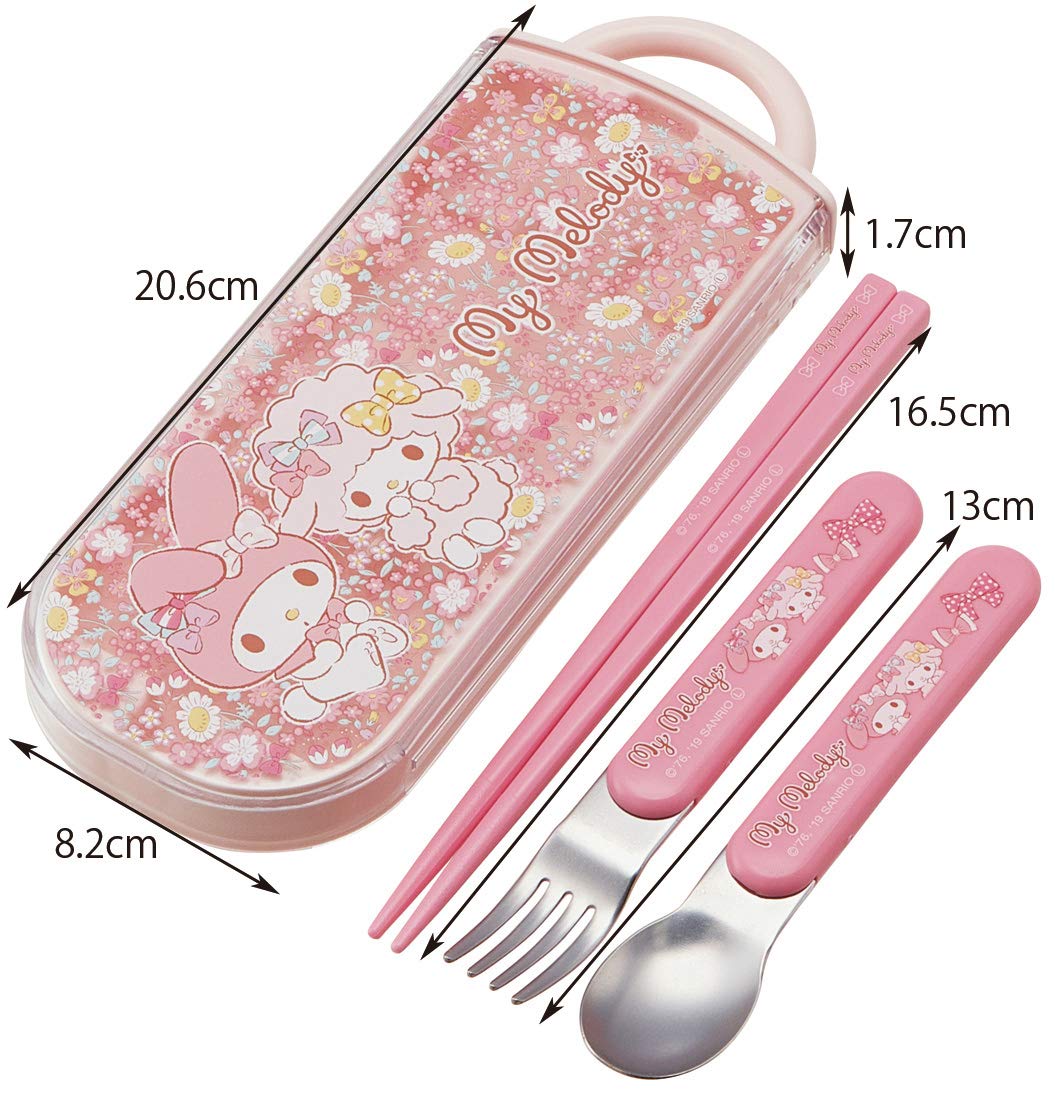Skater Bento Kids Trio Set - My Melody Sanrio Chopsticks Spoon Fork - Tacc2 Skater- Japan Figure Store - #1 Bring To You The Best Japanese Goods