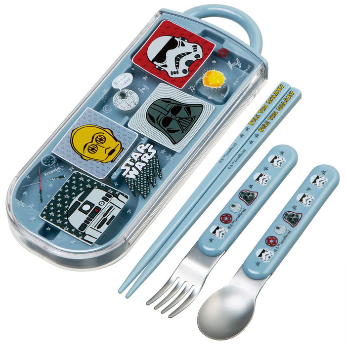 Skater Trio Set Kid's Bento Chopsticks Fork & Spoon - 16.5cm Star Wars & Disney Doodles- Japan Figure Store - #1 Bring To You The Best Japanese Goods