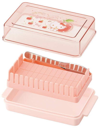 Skater Hello Kitty Butter Container with Cutting Guide Happiness Girl 16x9.5xH5.1cm- Japan Figure Store - #1 Bring To You The Best Japanese Goods