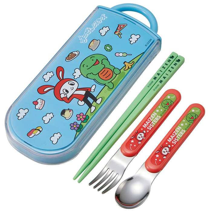 Skater Trio Set Lunch Box with Antibacterial Slide Chopsticks Spoon Fork - Maizen Sisters Made in Japan- Japan Figure Store - #1 Bring To You The Best Japanese Goods