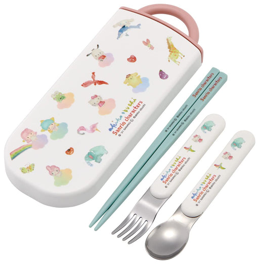 Skater Girls Trio Set: Antibacterial Slide Lunch Box with Spoon Fork Chopsticks - Made in Japan- Japan Figure Store - #1 Bring To You The Best Japanese Goods