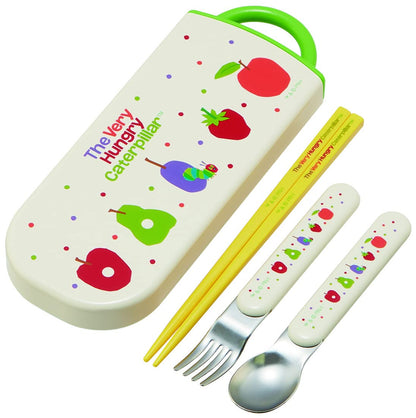 Skater Kids Antibacterial Cutlery Set - Spoon Fork Chopsticks Very Hungry Caterpillar Design Made in Japan- Japan Figure Store - #1 Bring To You The Best Japanese Goods