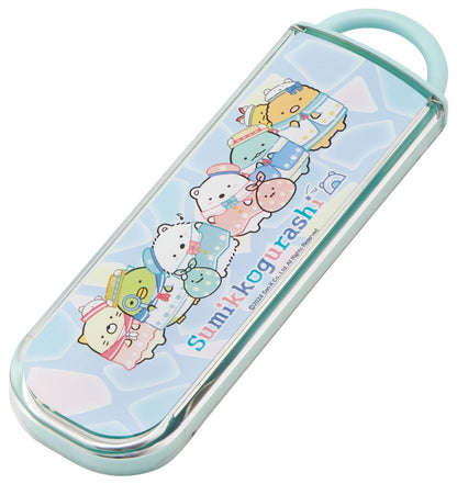 Skater Kids Lunch Box Set with Chopsticks & Spoon Slide-Type Antibacterial