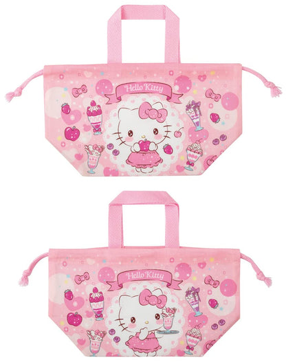 Skater Hello Kitty Sweets Lunch Box Bag for Girls Drawstring with Gusset Made in Japan- Japan Figure Store - #1 Bring To You The Best Japanese Goods