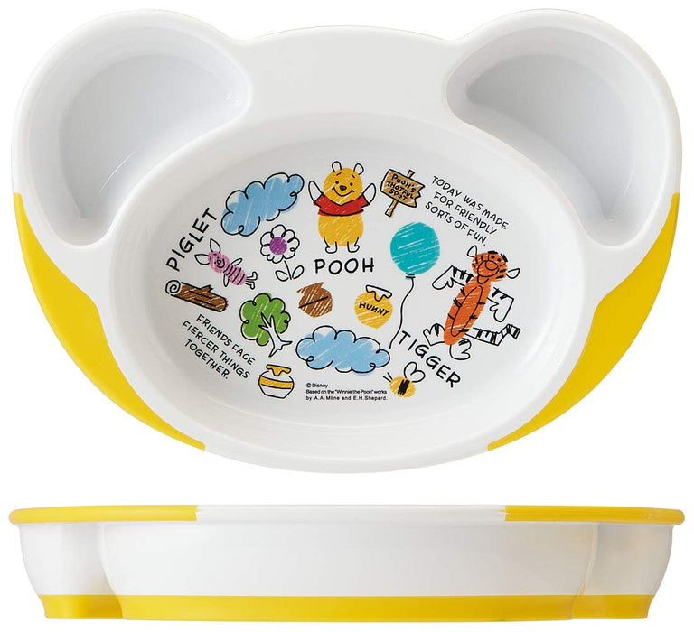 Skater Disney Pooh Sketch Baby Lunch Plate Easy Scoop Children's Tableware - 22.7x15.7 cm- Japan Figure Store - #1 Bring To You The Best Japanese Goods