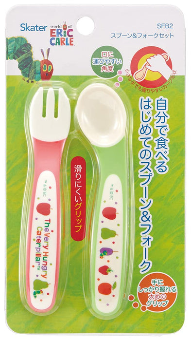 Skater Kids 12cm Fruit Spoon and Fork Set - Very Hungry Caterpillar SFB2-A- Japan Figure Store - #1 Bring To You The Best Japanese Goods