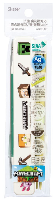 Skater Minecraft Explorer Antibacterial Chopstick and Case Set 18cm Adults Made in Japan- Japan Figure Store - #1 Bring To You The Best Japanese Goods