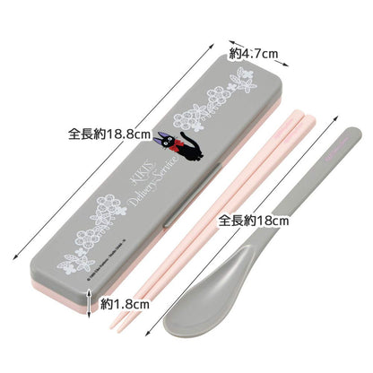 Skater Jiji Lace 18cm Chopsticks & Spoon Set Silver Ion Ag+ Antibacterial Made-In-Japan Ghibli CCS3SAAG- Japan Figure Store - #1 Bring To You The Best Japanese Goods