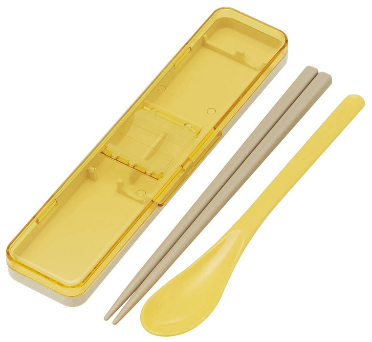 Skater Retro French Yellow Antibacterial Chopsticks and Spoon Set 18cm Made in Japan- Japan Figure Store - #1 Bring To You The Best Japanese Goods