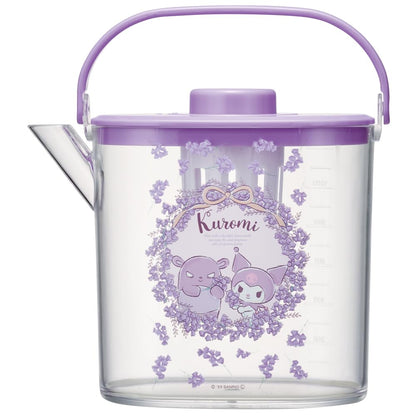 Skater 1.2L Heat Resistant Cold Tea Pot with Strainer - Kuromi Flower Wreath Design- Japan Figure Store - #1 Bring To You The Best Japanese Goods