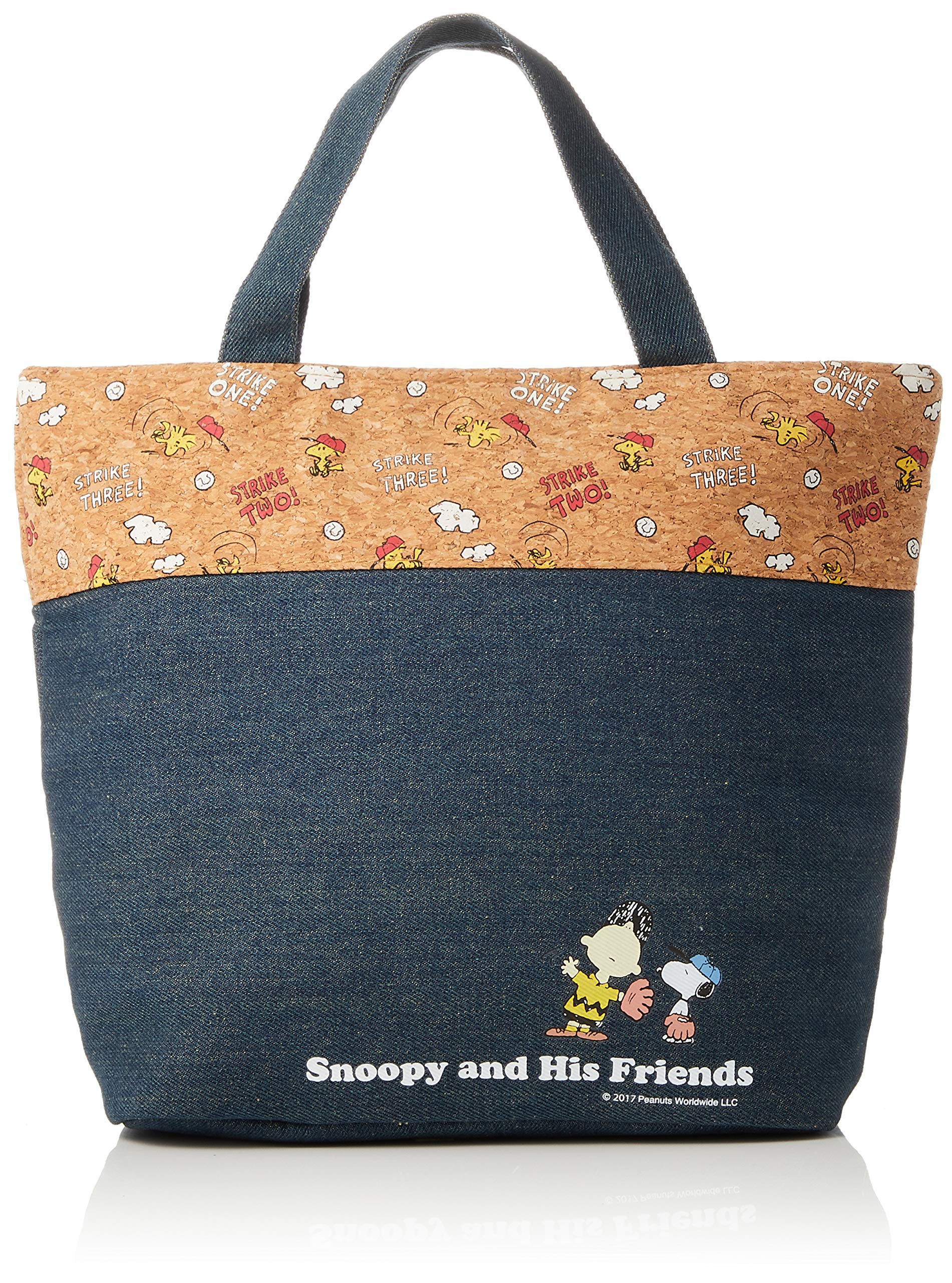 Skater Snoopy Peanuts Denim-Cork Cooler Bag M - Eco-friendly Portable Lunch Bag- Japan Figure Store - #1 Bring To You The Best Japanese Goods