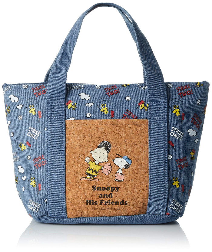 Skater Snoopy Themed Denim Cooler Bag with Cork Pocket - Peanuts Collection- Japan Figure Store - #1 Bring To You The Best Japanese Goods