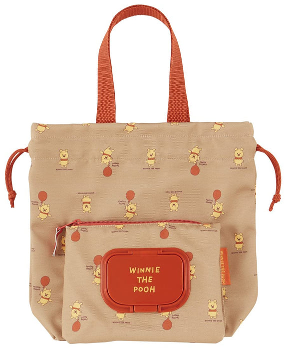 Skater Winnie The Pooh Drawstring Diaper Bag with Wipe Pocket Kbopc1-A- Japan Figure Store - #1 Bring To You The Best Japanese Goods