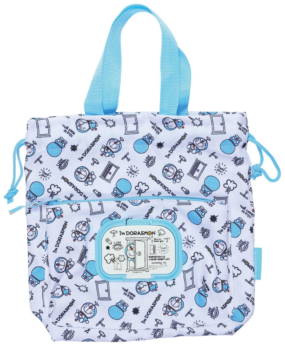 Skater Doraemon Diaper Bag with Wipe Pocket - Drawstring Design by Sanrio- Japan Figure Store - #1 Bring To You The Best Japanese Goods