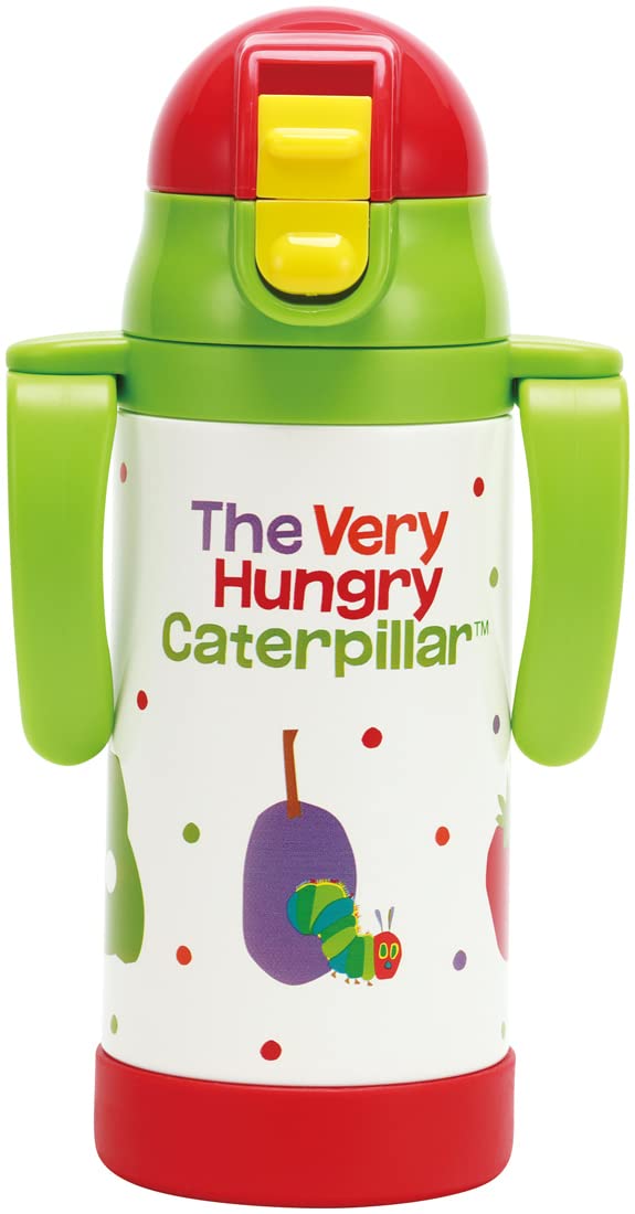 Skater 350ml Stainless Steel Baby Water Bottle with Double Handle and Straw - Very Hungry Caterpillar Design- Japan Figure Store - #1 Bring To You The Best Japanese Goods