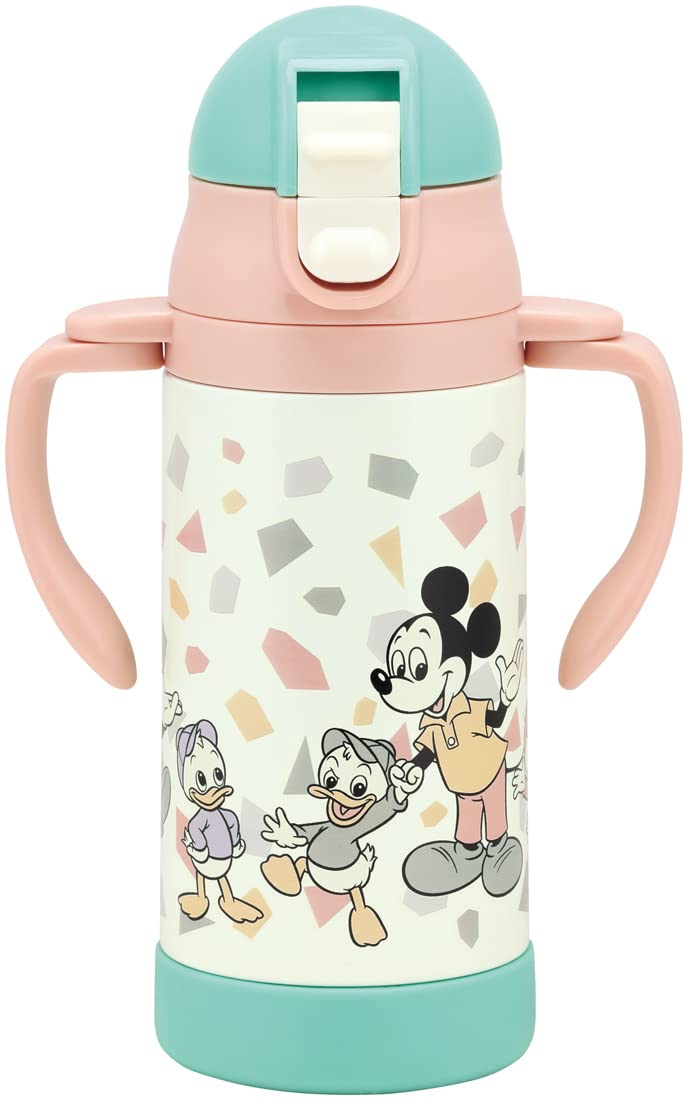 Skater 350Ml Mickey Mouse Retro Water Bottle Double-Handled Stainless Steel Baby Mug with Straw- Japan Figure Store - #1 Bring To You The Best Japanese Goods