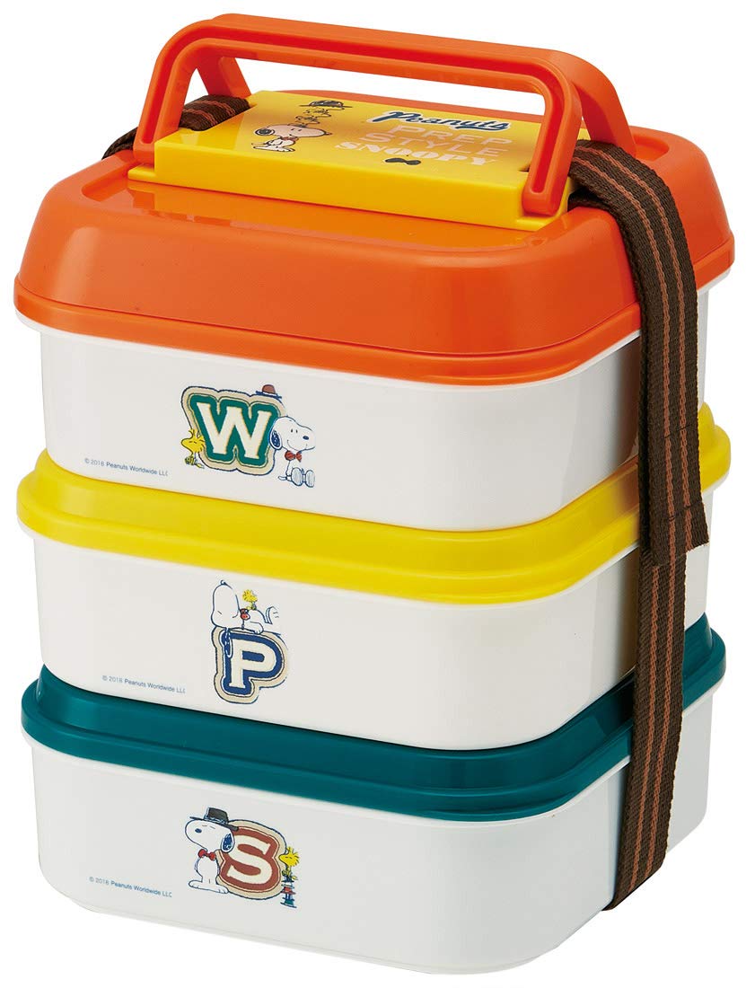 Skater Preppy Style Large 3 Tier Lunch Box Snoopy Peanuts Design 4.5L Soft Dome Lid P23- Japan Figure Store - #1 Bring To You The Best Japanese Goods