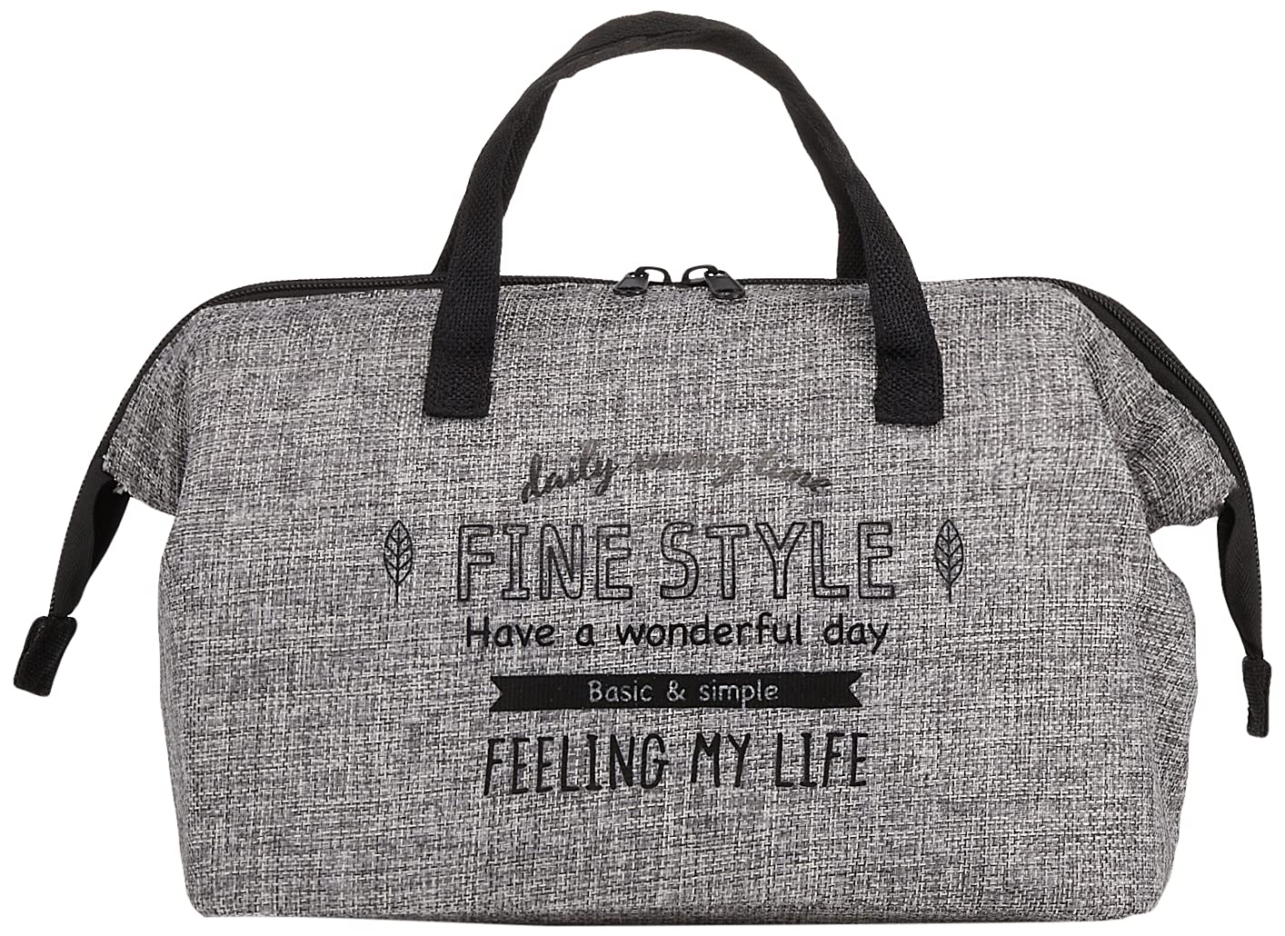 Skater Black Linen-Style Cooling Purse Lunch Bag Fits Large Boxes Size 26x13x19 cm Kgaj2- Japan Figure Store - #1 Bring To You The Best Japanese Goods