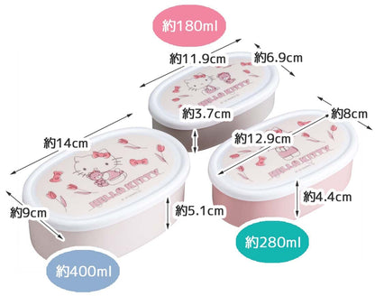 Skater Hello Kitty Lunch Box Set - 3 Japanese Made 860ml Sealed Containers- Japan Figure Store - #1 Bring To You The Best Japanese Goods